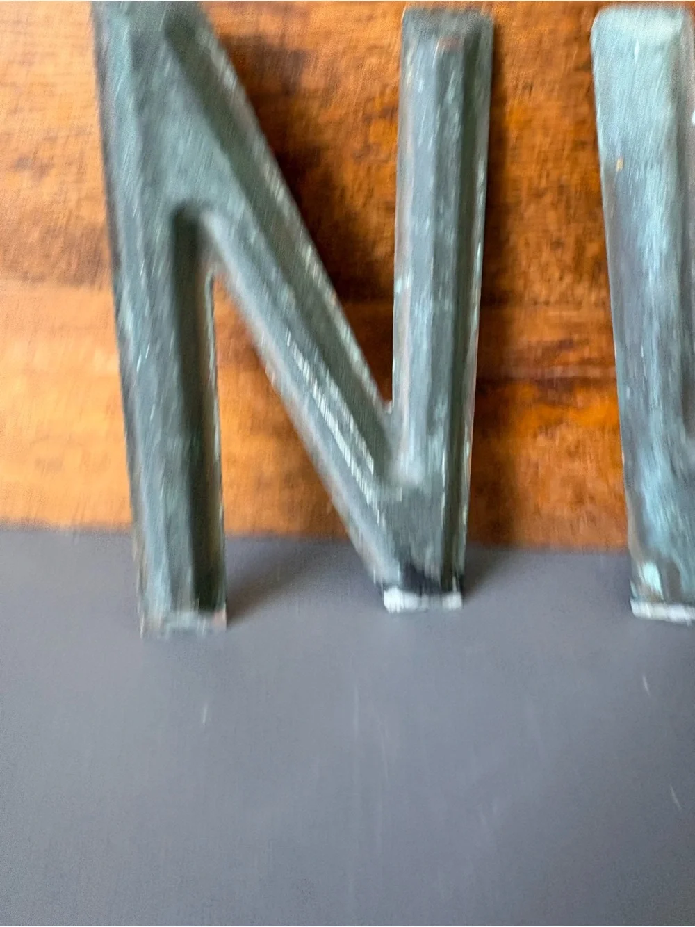 Distressed Metal Letter 'N' and 'W' Wall Decor - Black patina